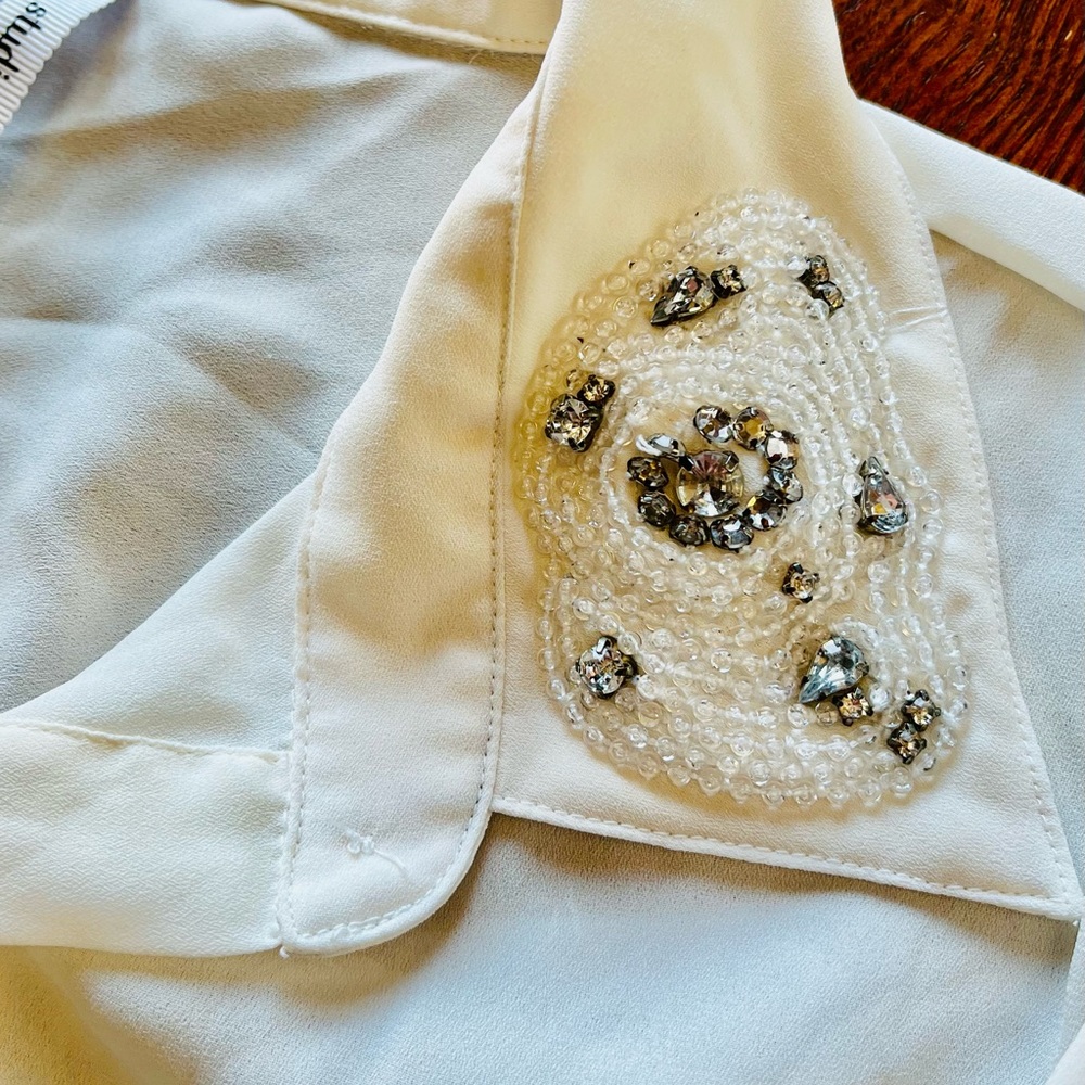 Studio Y Rhinestone Collared Blouse - Size L - Picture 2 of 5